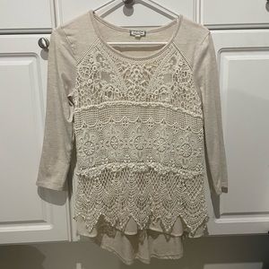 Womens medium layered T three quarter length sleeve